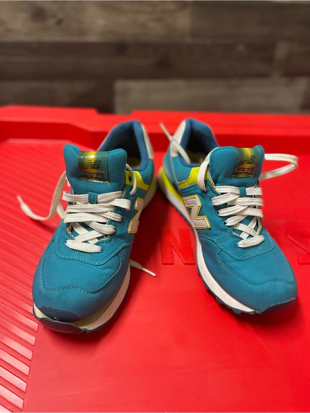 New Balance Teal and Yellow Kids Sneakers